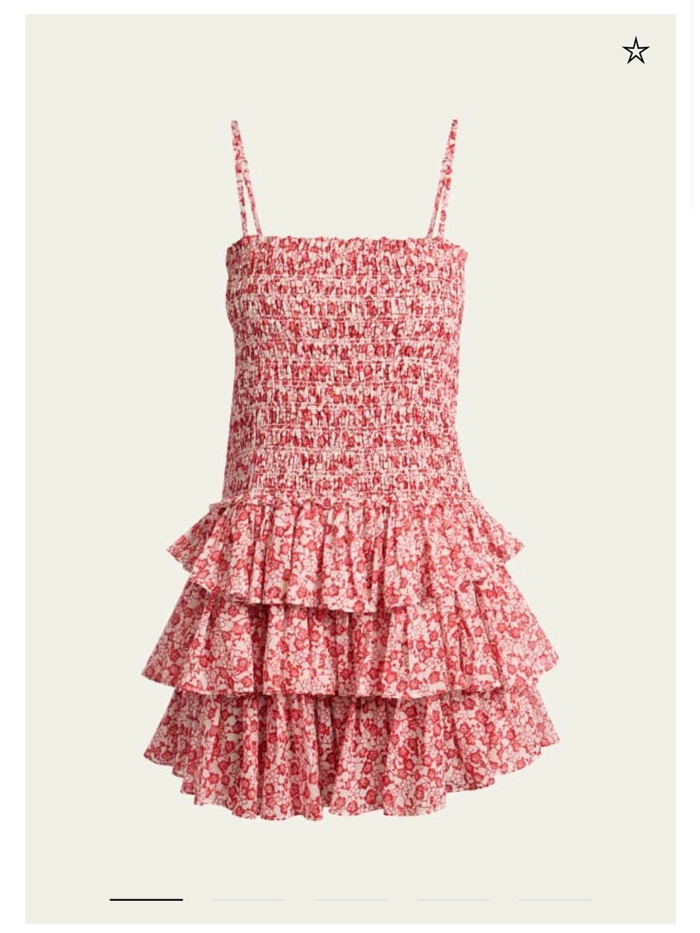 Isabel etoile Marant Elodie Red and White Floral Smocked Mini Dress size 34